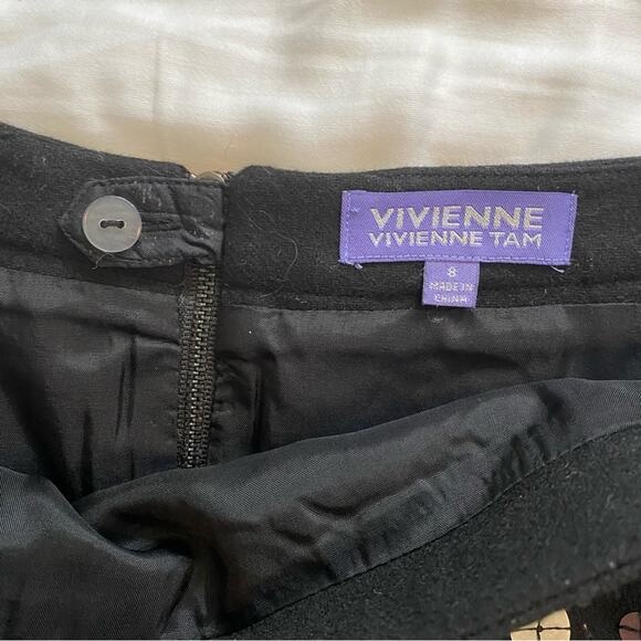 Vivienne Tam Mini Skirt Womens Justine Black Sequins Embellished Wool 8 - Picture 2 of 5
